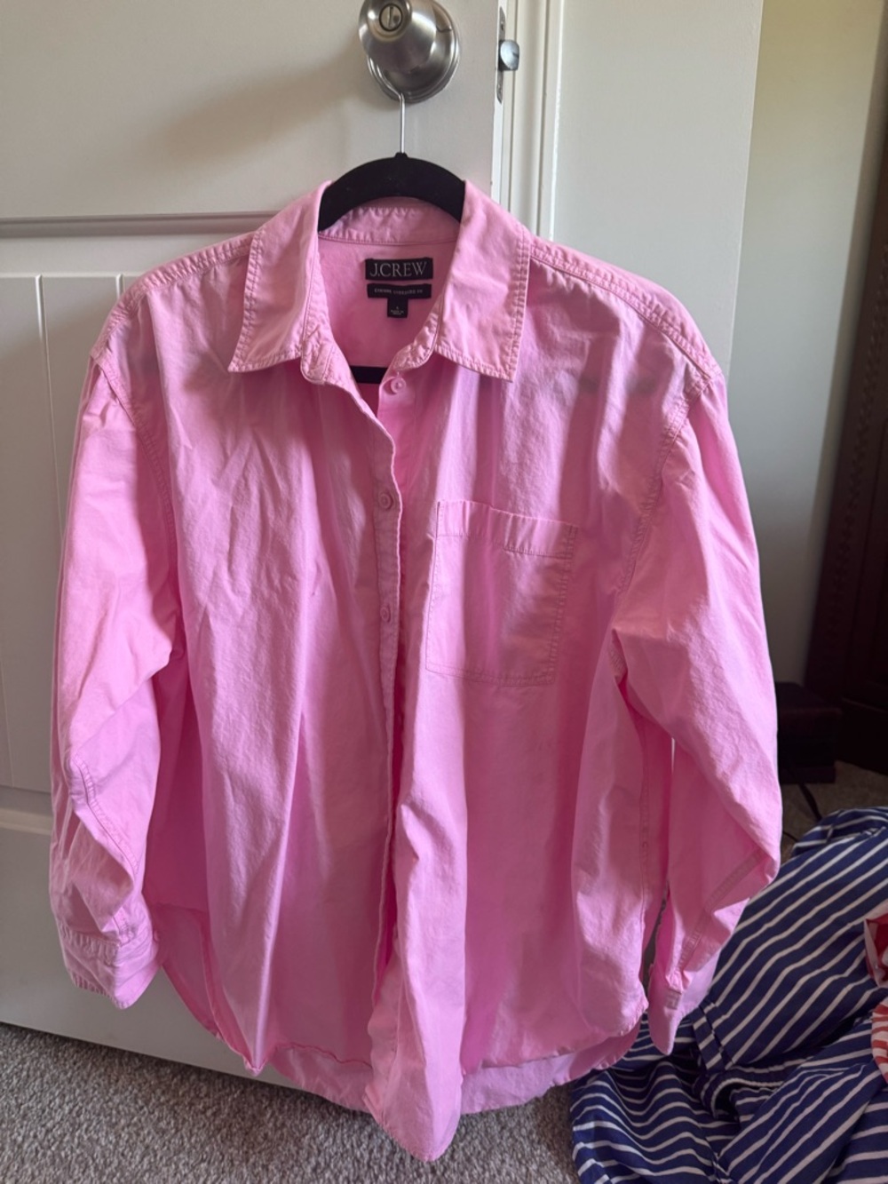 J. Crew Etienne Oversize Button-Down Shirt in Light Pink